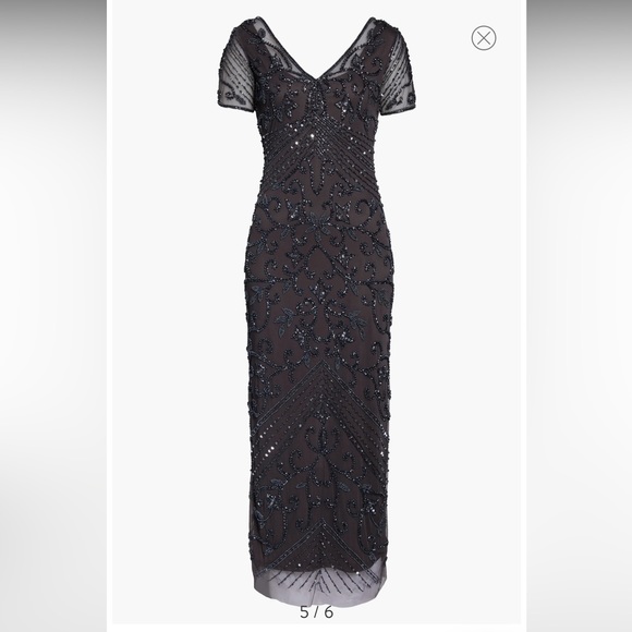 Pisarrio Nights Fully beaded mesh Column Gown. - Picture 2 of 14